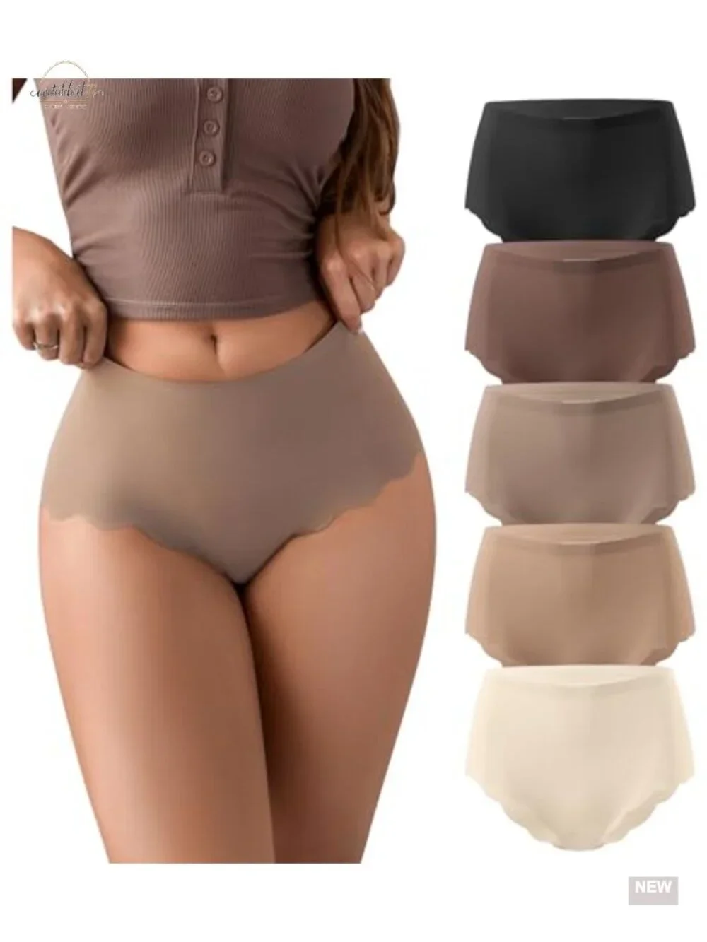 Seamless High Waisted Cheeky Bikini Panties Ribbed Pack